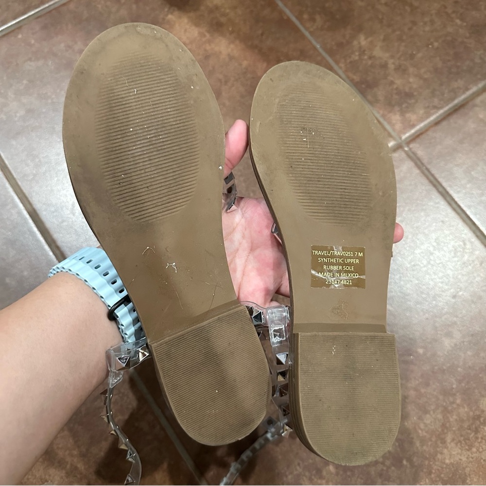 Steve Madden Travel Clear Studded Sandals - Picture 5 of 10
